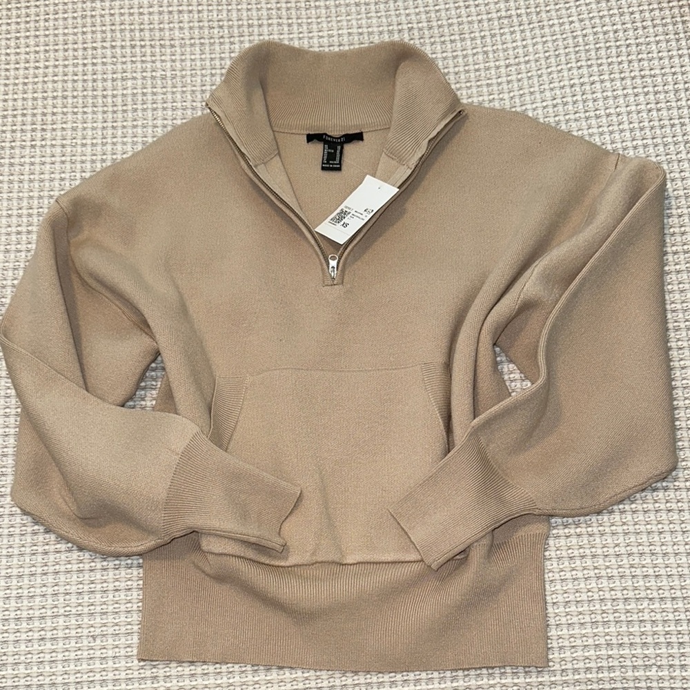 Tan Half-Zip Sweater